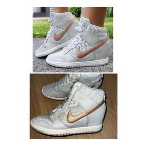 Nike Dunk Sky High Women's Size 8.5  Hidden Wedge Heel Bone Sail Metallic Bronze